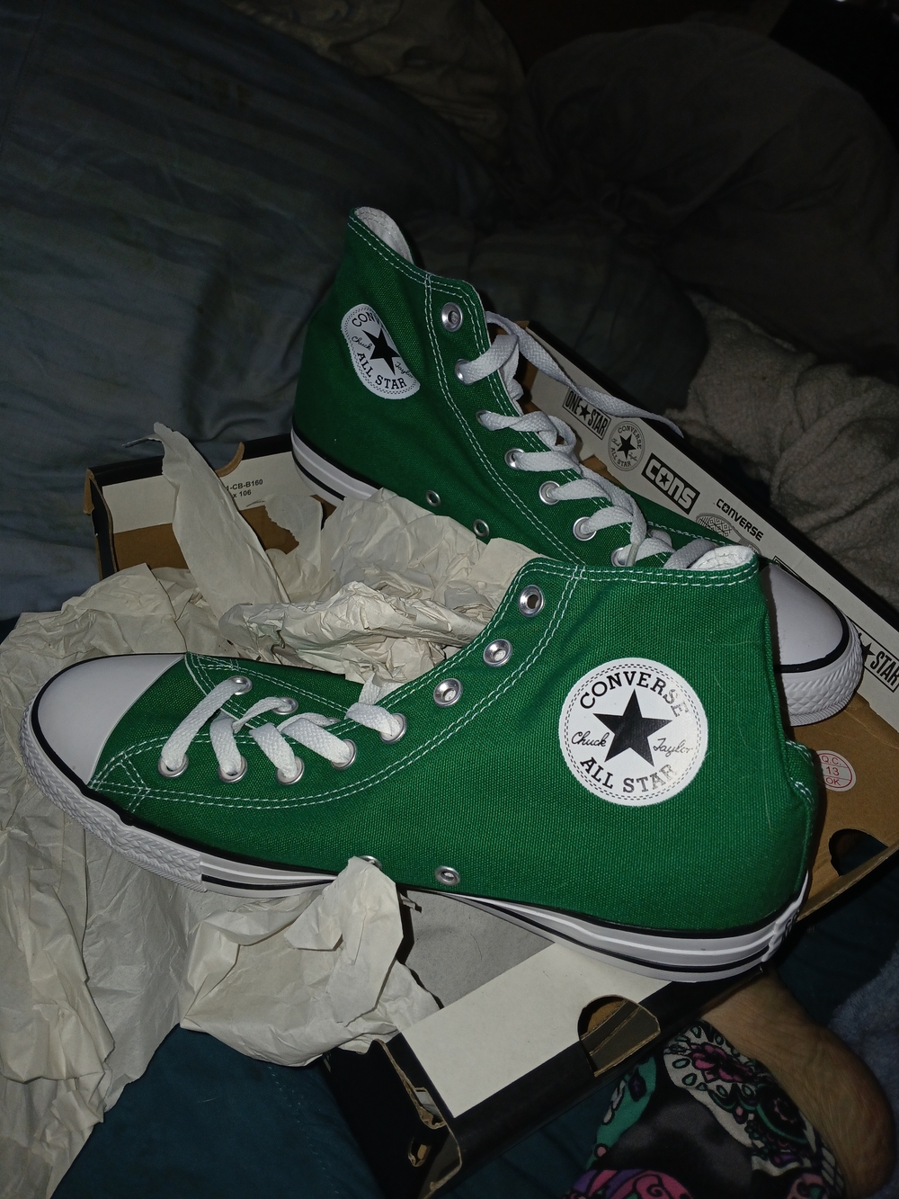 Converse High Top Sneakers - Green and White